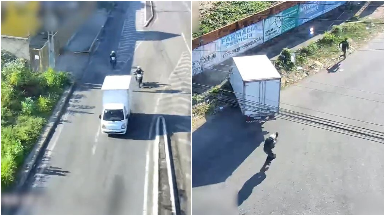 Trio perde controle de caminhão furtado durante perseguição policial em Fortaleza; veja vídeo