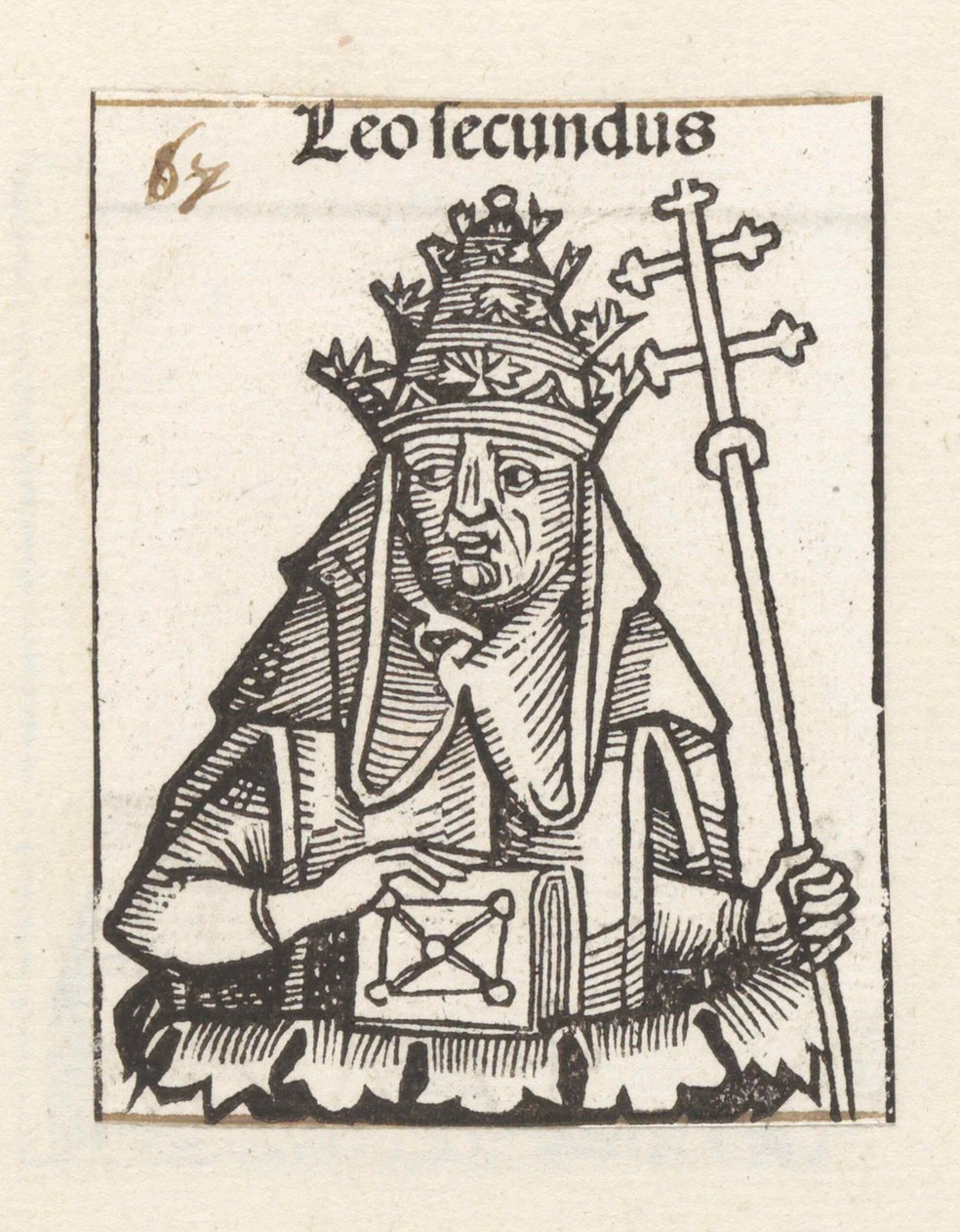 Xilogravura do papa Leão II no "Liber chronicarum" — Foto: IMAGO/piemags via Reuters Connect
