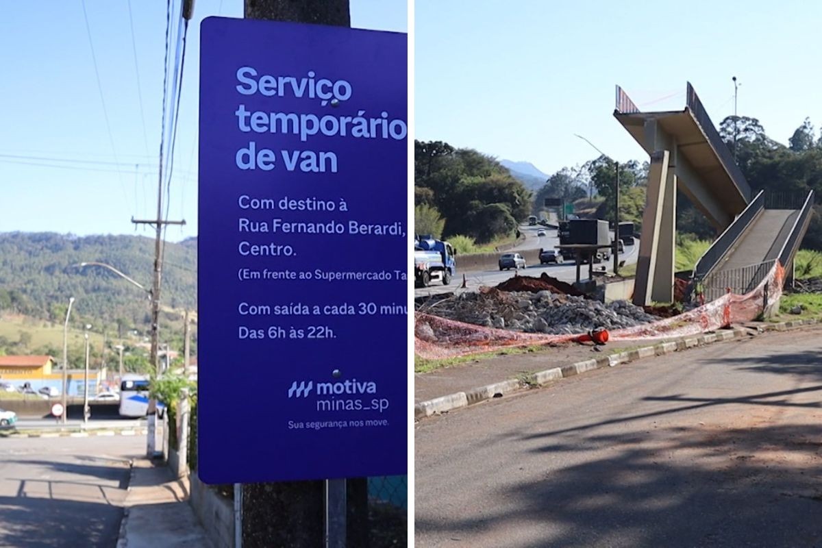 Após queda de passarela que matou mãe e filho, transporte gratuito para atravessar a Fernão Dias começa a funcionar