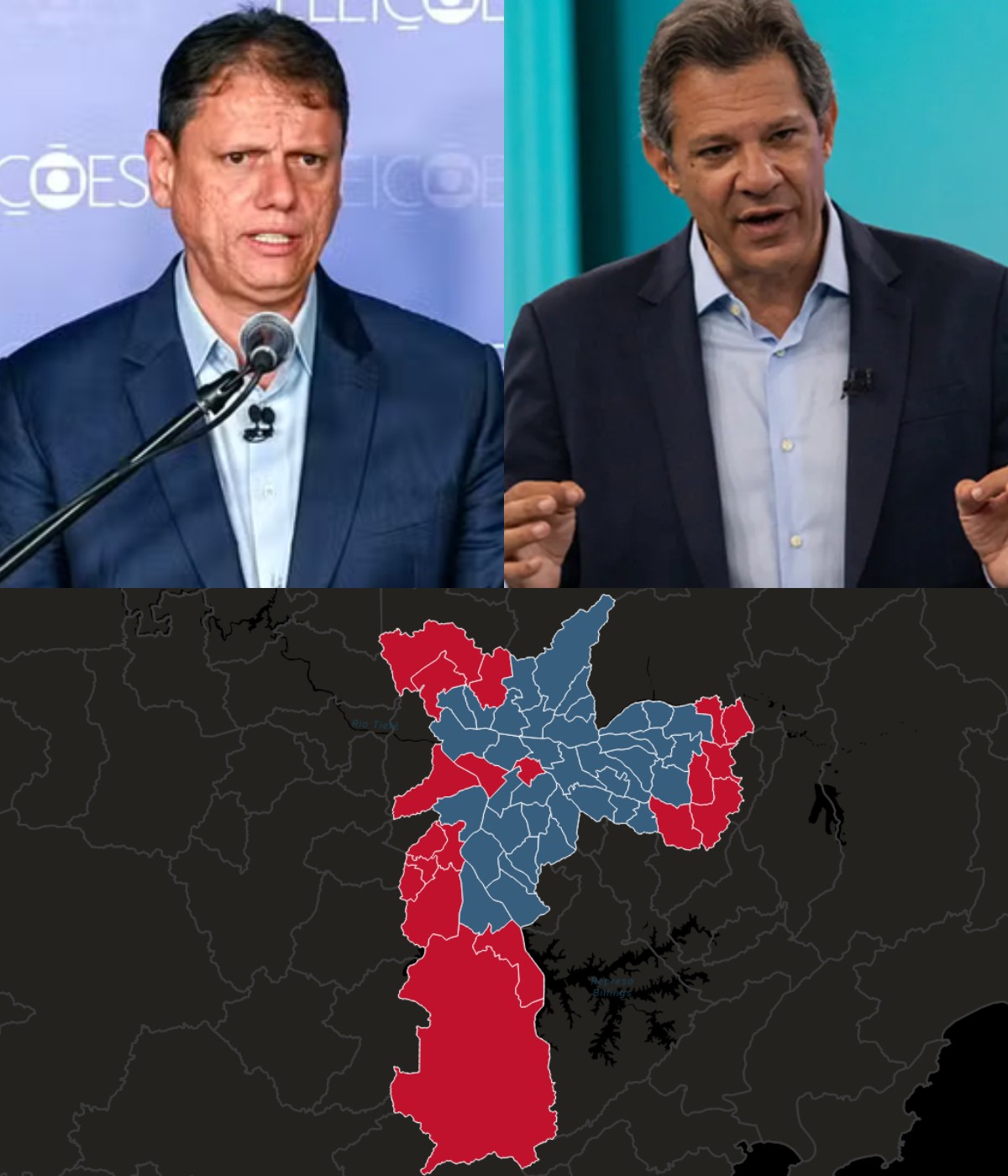 Onde Tarcísio ganhou de Haddad na cidade de SP? Mapa mostra força do governador no Centro e do petista nos extremos