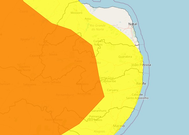 Inmet renova dois alertas de chuvas intensas para cidades da Paraíba