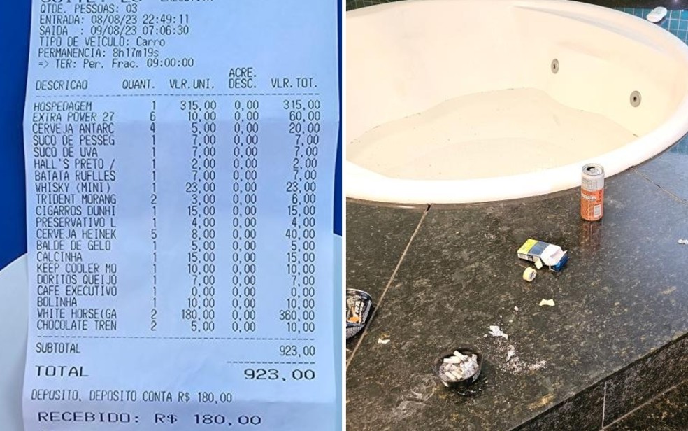 Dois homens tentam sair de motel sem pagar conta de quase R$ 1 mil após comprar uísque, preservativos e até calcinha