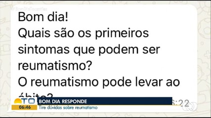 Telespectadores tiram dúvidas sobre reumatismo no Bom Dia Responde