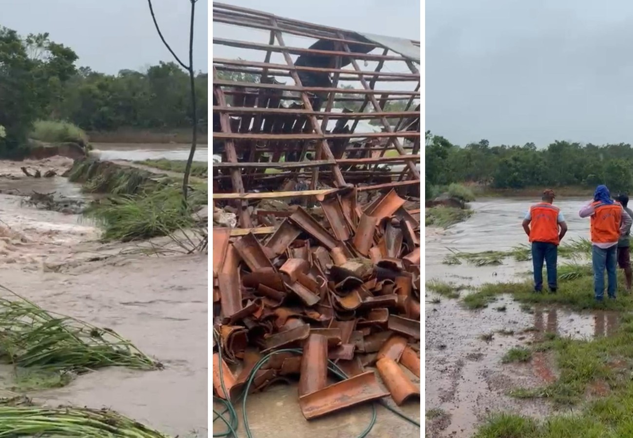 Chuvas intensas e rompimento de represa causam estragos em povoado no Tocantins; VÍDEO