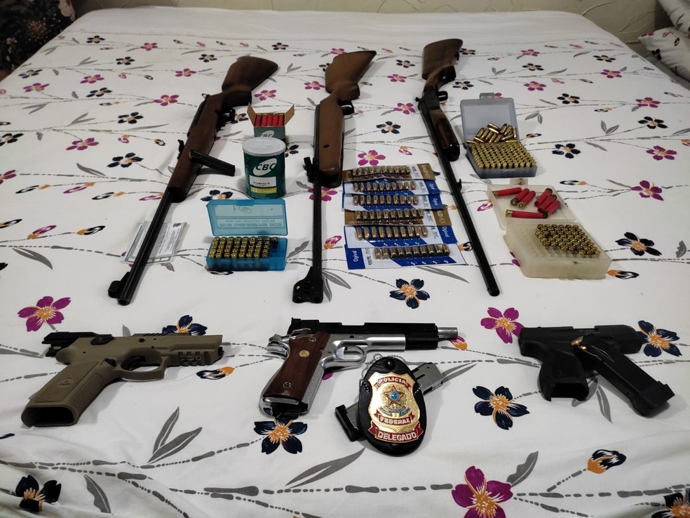 Armas apreendidas durante opera&ccedil;&atilde;o da PF em Rond&ocirc;nia &mdash; Foto: PF/Divulga&ccedil;&atilde;o