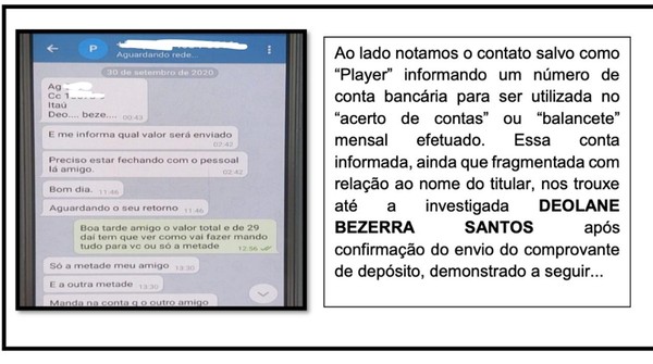 Print de conversa que cita Deolane Bezerra como participante de esquema de lavagem de dinheiro do PCC — Foto: Reprodução