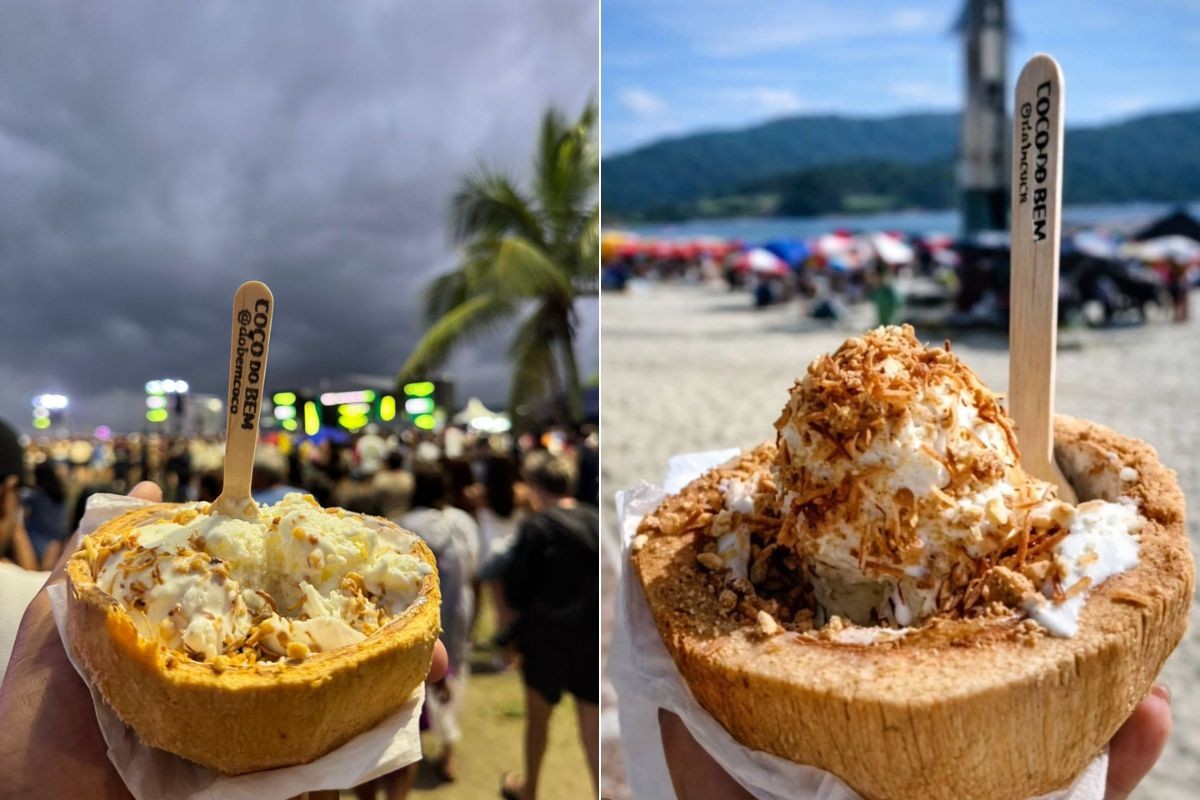 Sorvete na casca do coco, inspirado na Tailândia, conquista o litoral de SP; VÍDEO