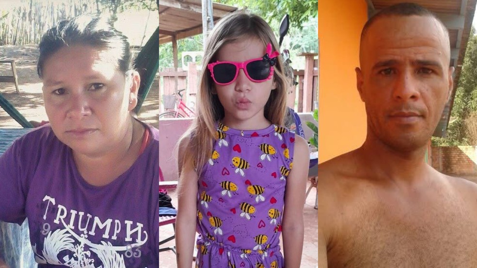 Da esquerda para a direita: Lucilene Montes Arias, de 45 anos; Adriane Emanuely Montes Silva, de 6 anos; e Amós Rodrigues Mota, de 48 anos. — Foto: Reprodução/Redes sociais
