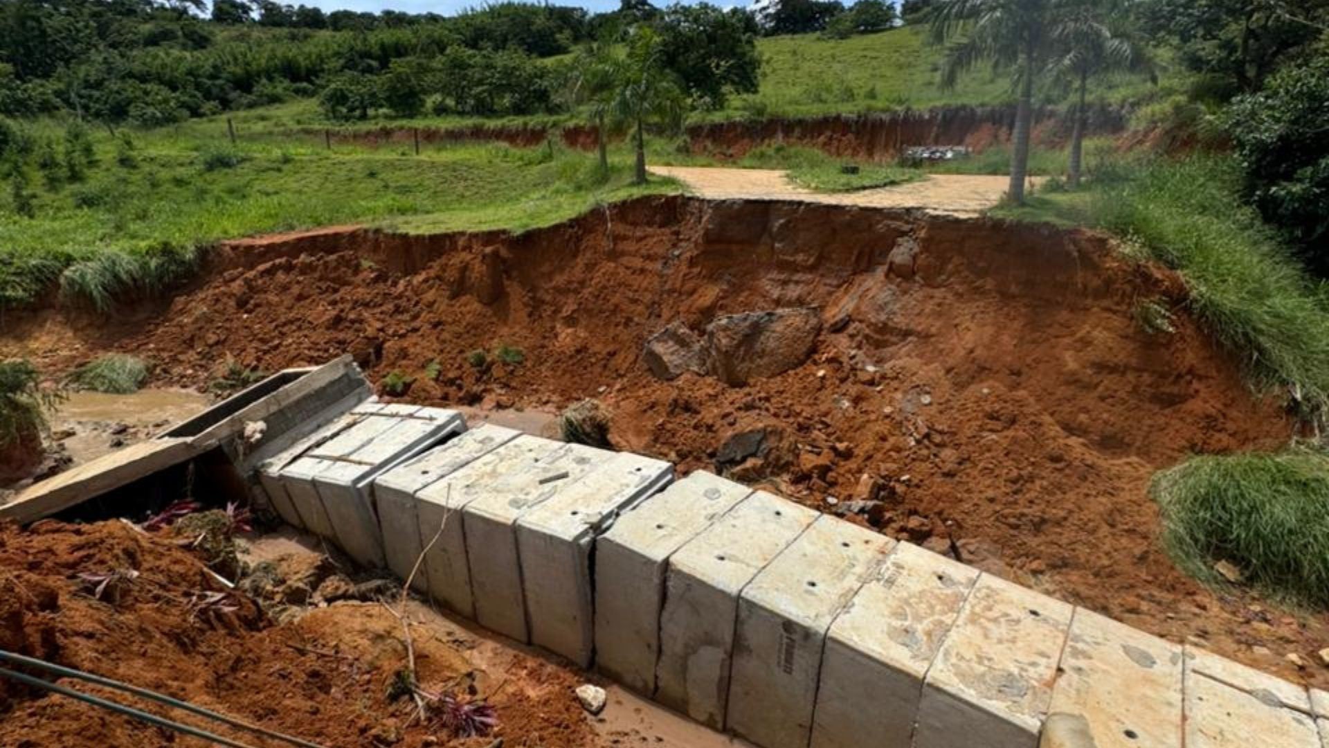 VÍDEO: Enxurrada leva ponte e deixa centro veterinário e canil com 600 animais isolados em Ubá