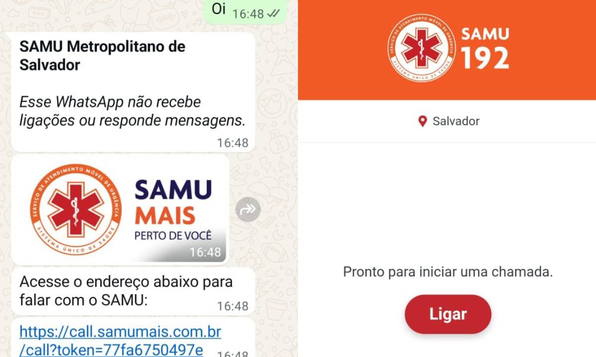 Samu de Salvador pode ser acionado via WhatsApp; entenda como funciona novidade no serviço
