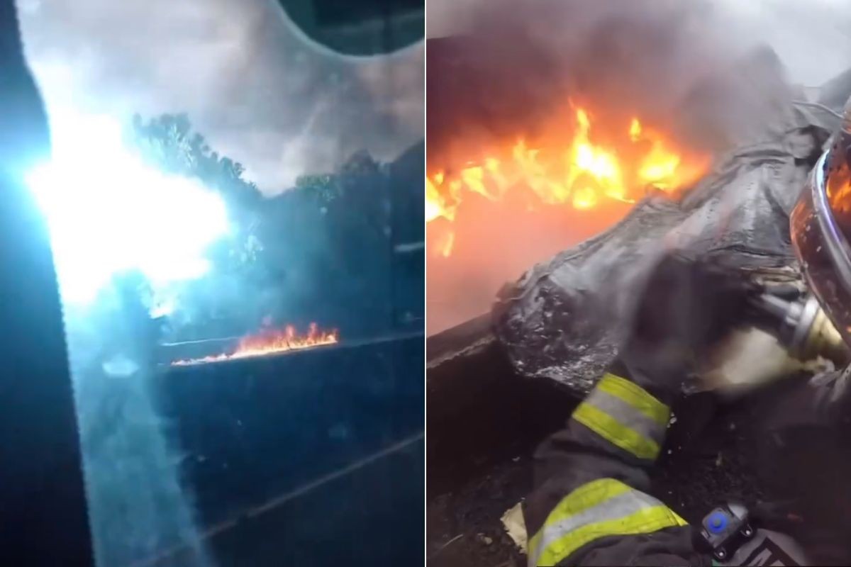 Câmera de bombeiro mostra detalhes de combate a incêndio após acidente que causou duas mortes na Anchieta; VÍDEO
