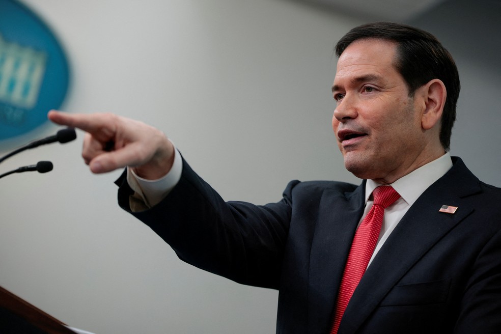 Secretário de Estado dos EUA, Marco Rubio, em coletiva de imprensa na Casa Branca nesta terça-feira (5) — Foto: REUTERS/Evan Vucci