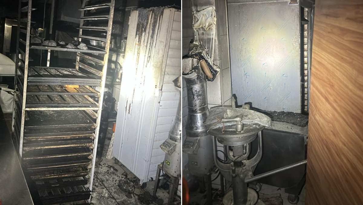 Incêndio atinge panificadora de supermercado em Timóteo