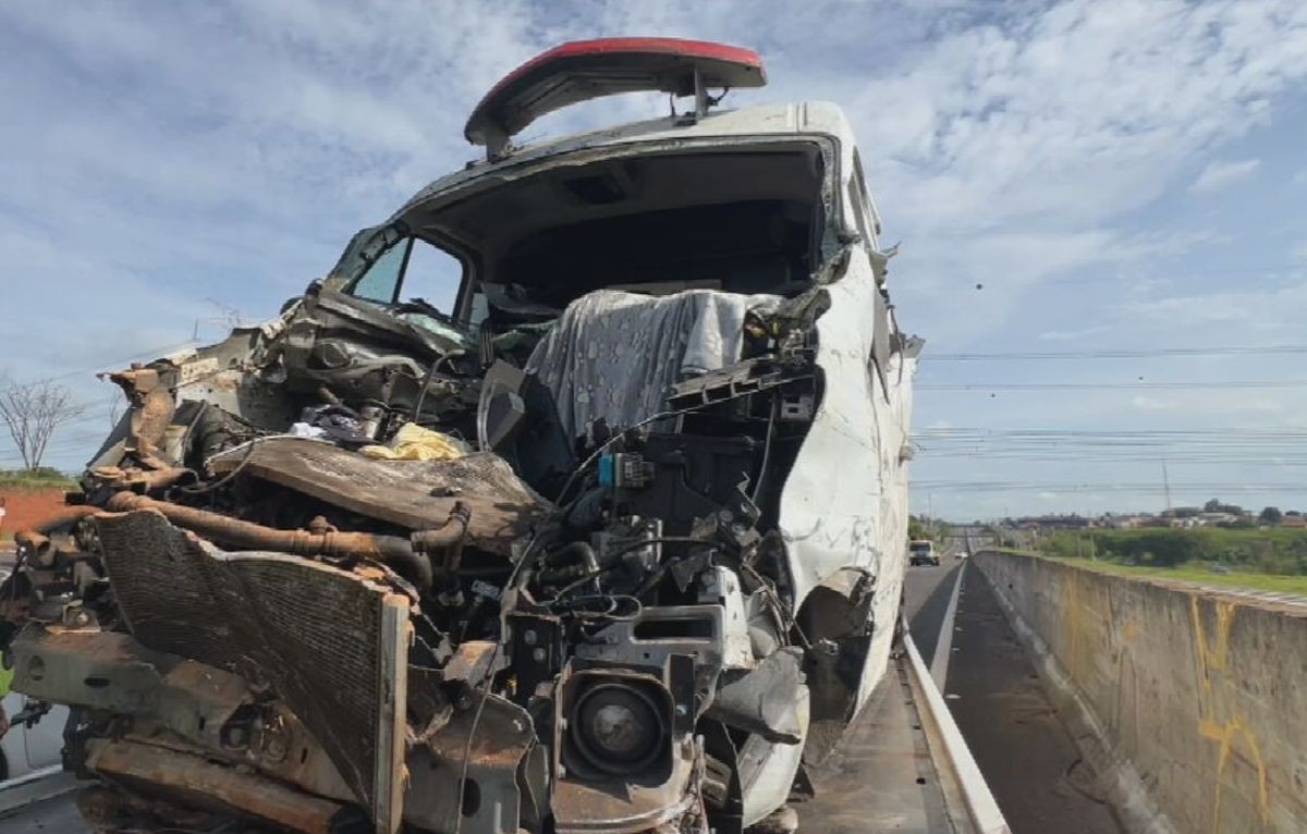 Ambulância atropela cavalo em rodovia e acidente deixa feridos em Bauru