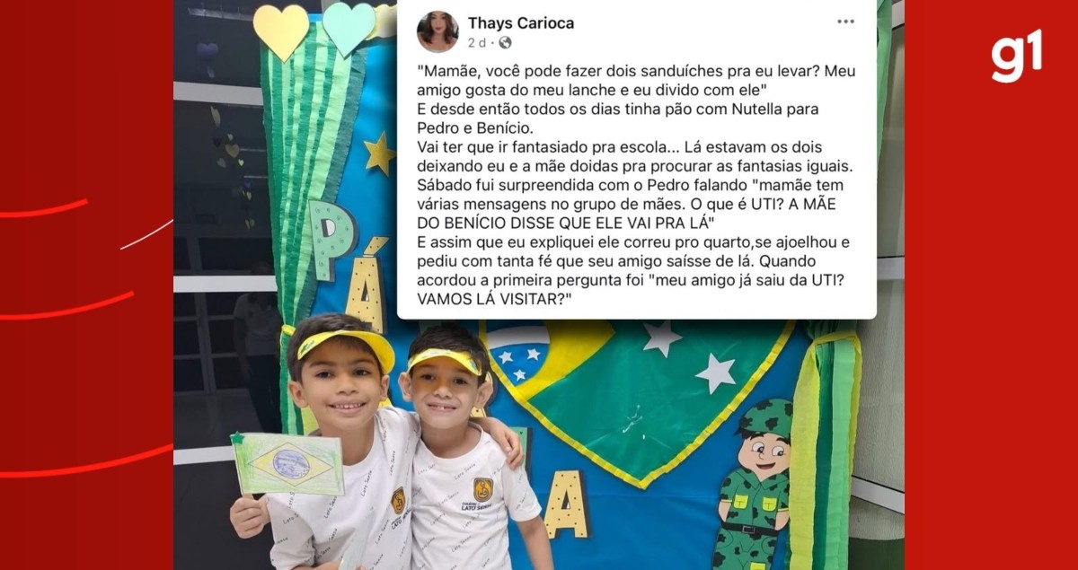 Mãe de colega de escola de Benício relata sofrimento do filho após perda: 'Ele está incompleto'