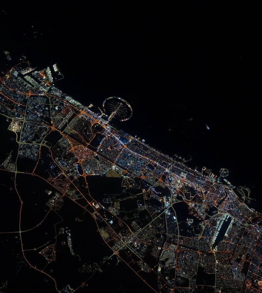 Dubai, em foto registrada pelo astronauta Donald Pettit — Foto: Reprodução/GloboNews