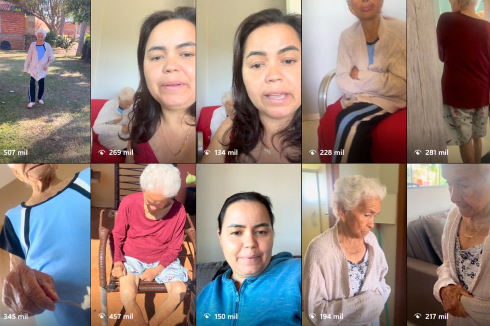 Vídeos da Vovó Valdeci chegavam em mais de 100 mil visualizações cada. Alguns ultrapassavam Meio milhão de visualizações  — Foto: Reprodução/redes sociais