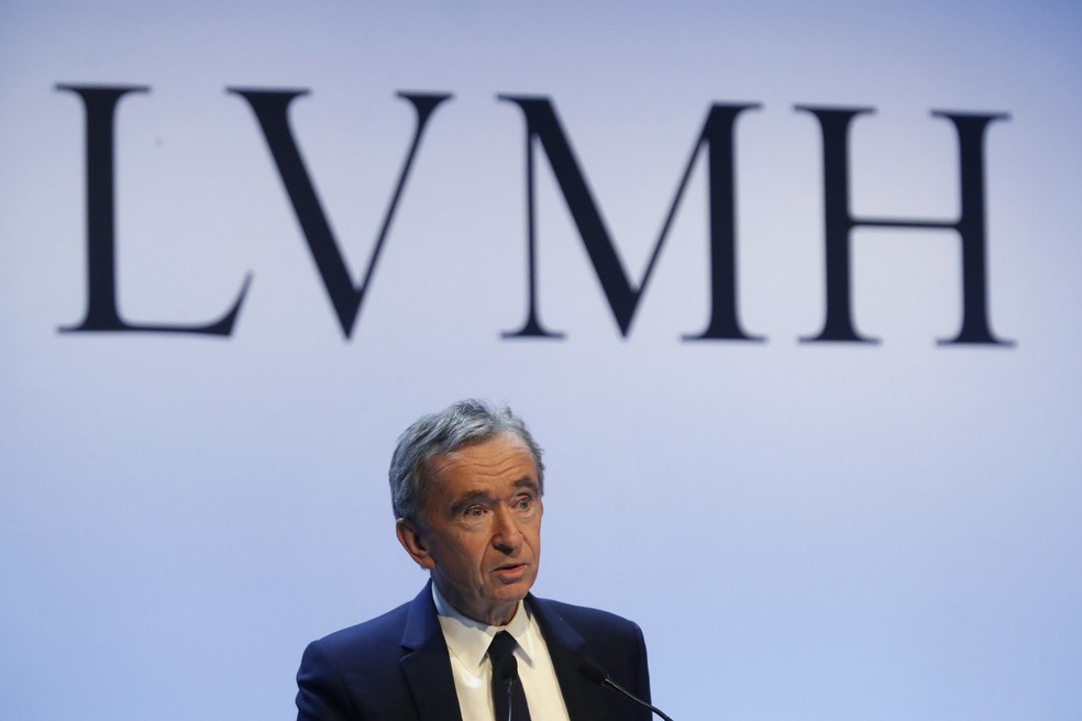 Bernard Arnault, CEO do grupo LVMH, em foto de janeiro de 2020 — Foto: Thibault Camus/AP/Arquivo