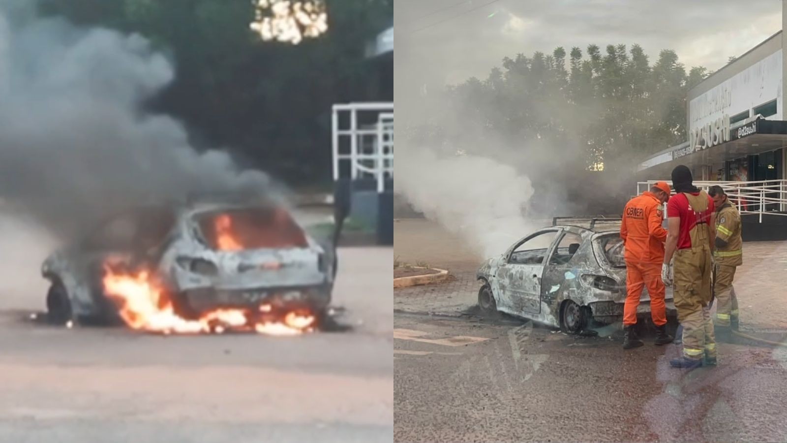Carro pega fogo em avenida de Teresina; terceiro caso em 24 horas