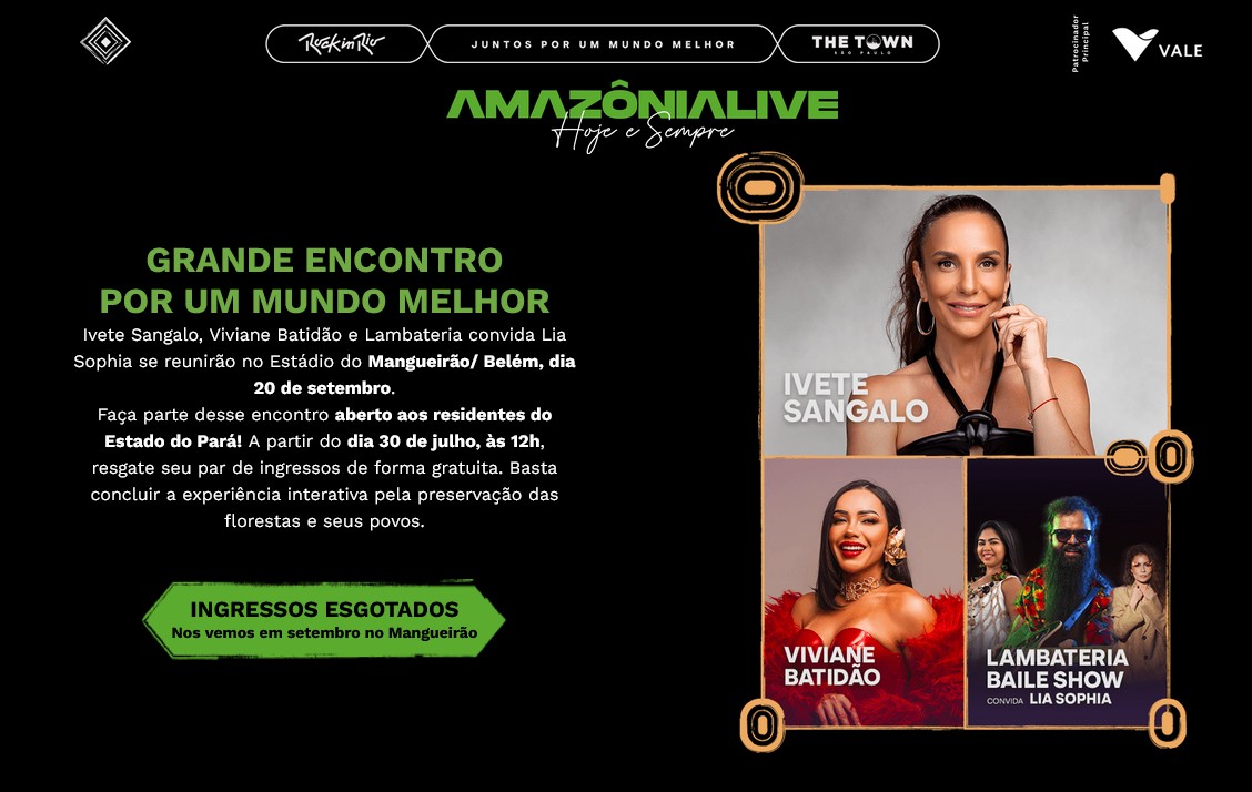 Amazônia Live: Rock in Rio e The Town anunciam novo lote de ingressos para show no Mangueirão, em Belém