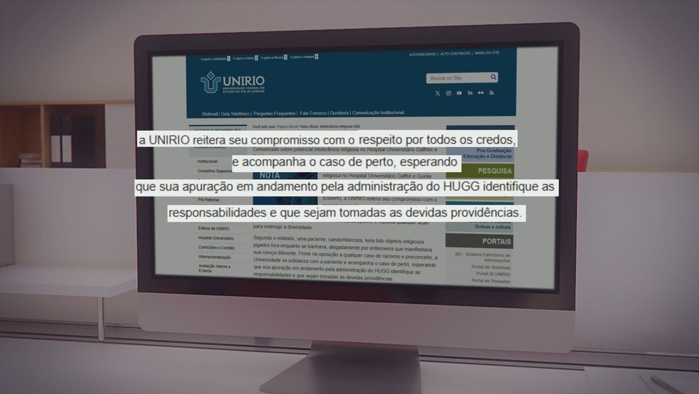 Em nota, a Universidade ressalta que repudia qualquer forma de desrespeito à liberdade religiosa — Foto: Reprodução/TV Globo