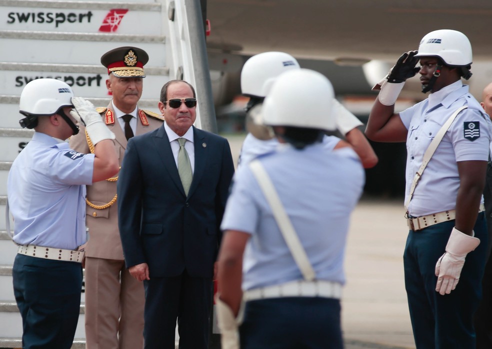Chegada ao Rio Abdel Fattah, presidente do Egito — Foto: Jorge William/G20