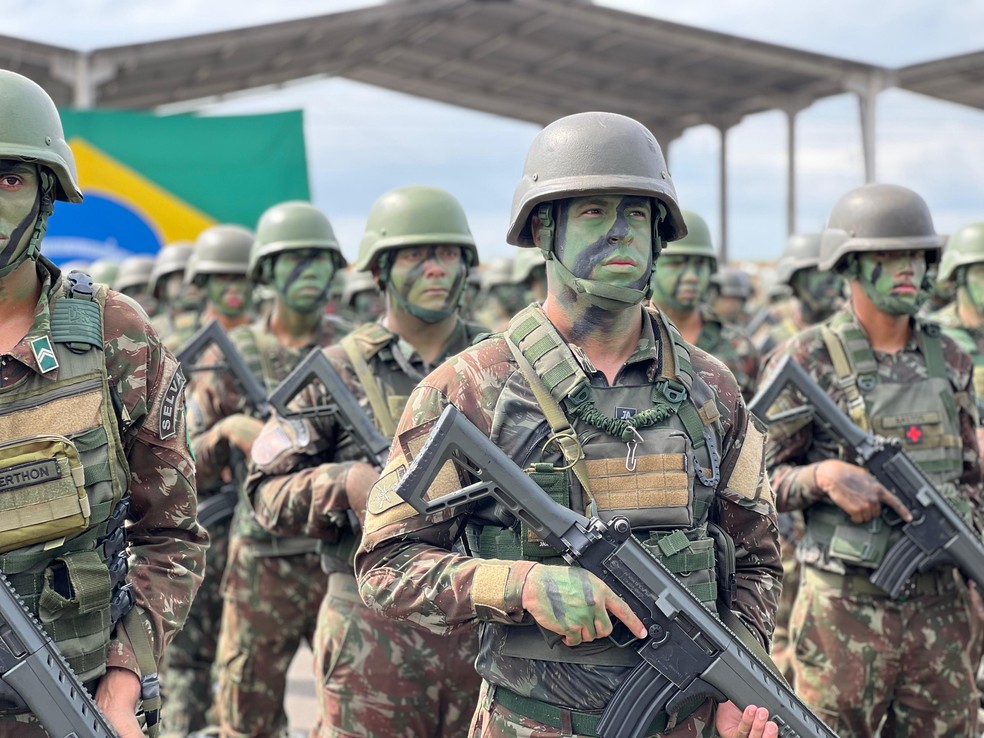 Exercício reúne militares para proteger a Amazônia, em Boa Vista — Foto: Caíque Rodrigues/g1 RR