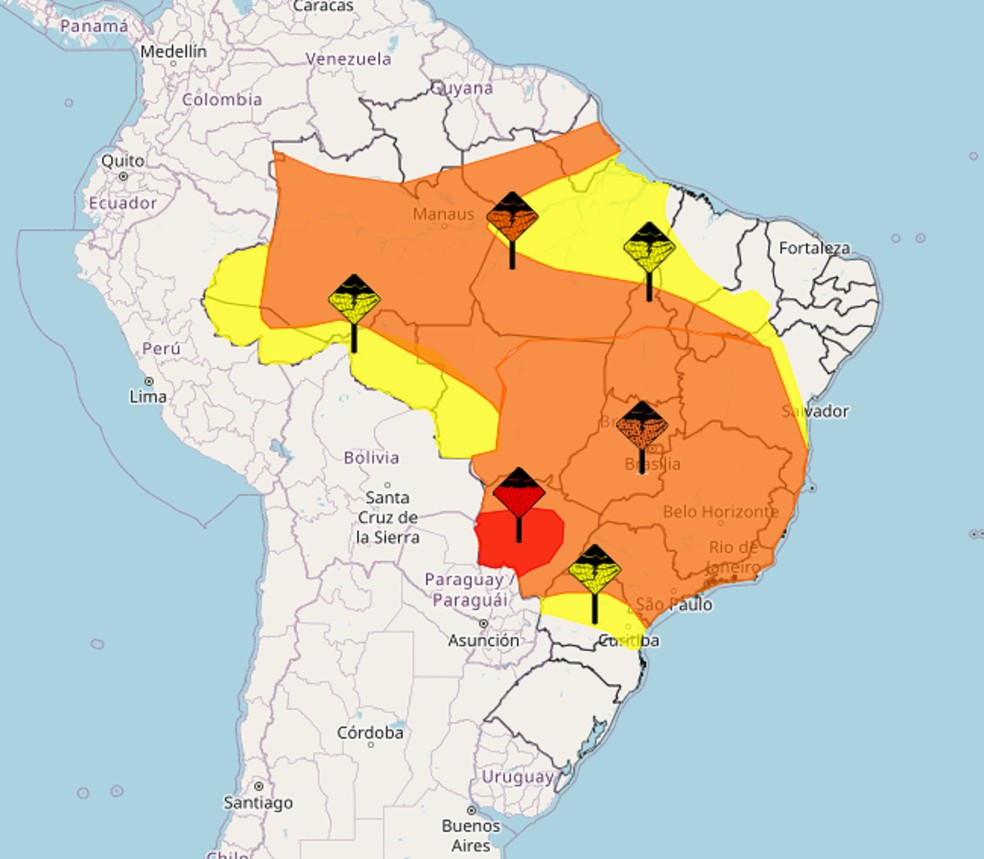 Tocantins tem alerta de tempestade e chuvas intensas — Foto: Reprodução/Inmet