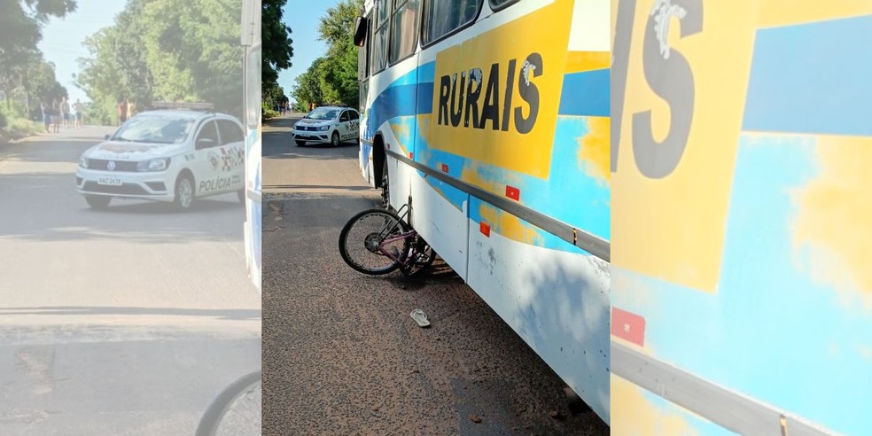 Adolescente de Bastos (SP) conduzia uma bicicleta elétrica quando bateu em um ônibus que transportava trabalhadores rurais — Foto: Valdecir Luis