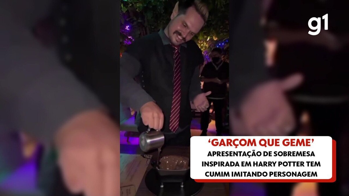 ‘Garçom que geme’ viraliza ao servir bolo inspirado em Harry Potter