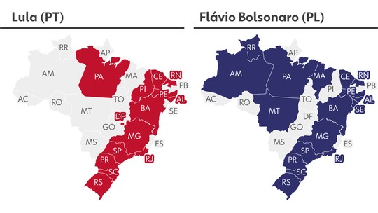 MAPA: Lula e Flávio Bolsonaro concentram campanha em SP, MG e RJ no 1º turno