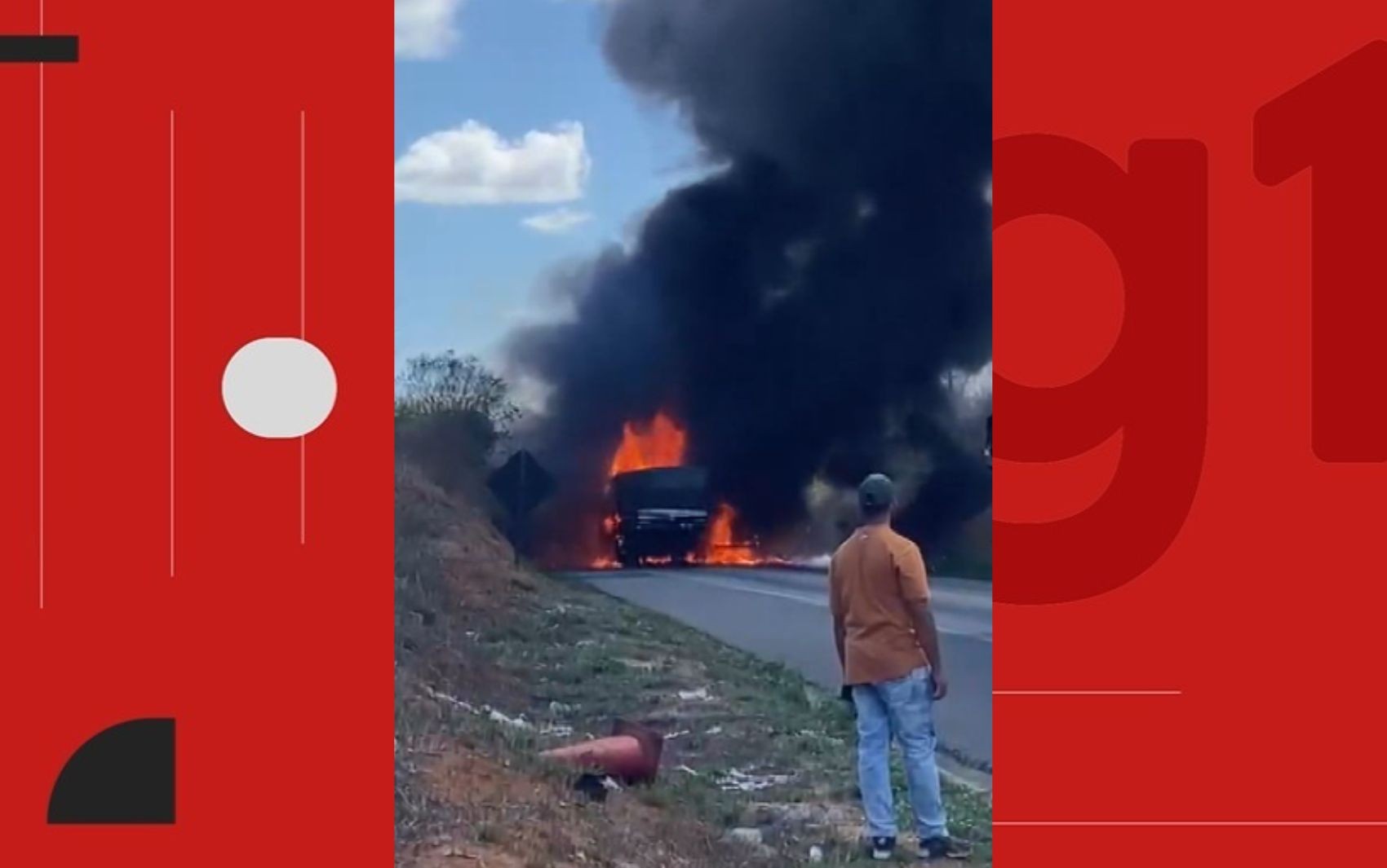 Carretas pegam fogo após batida e trecho de rodovia é interditado em Vitória da Conquista