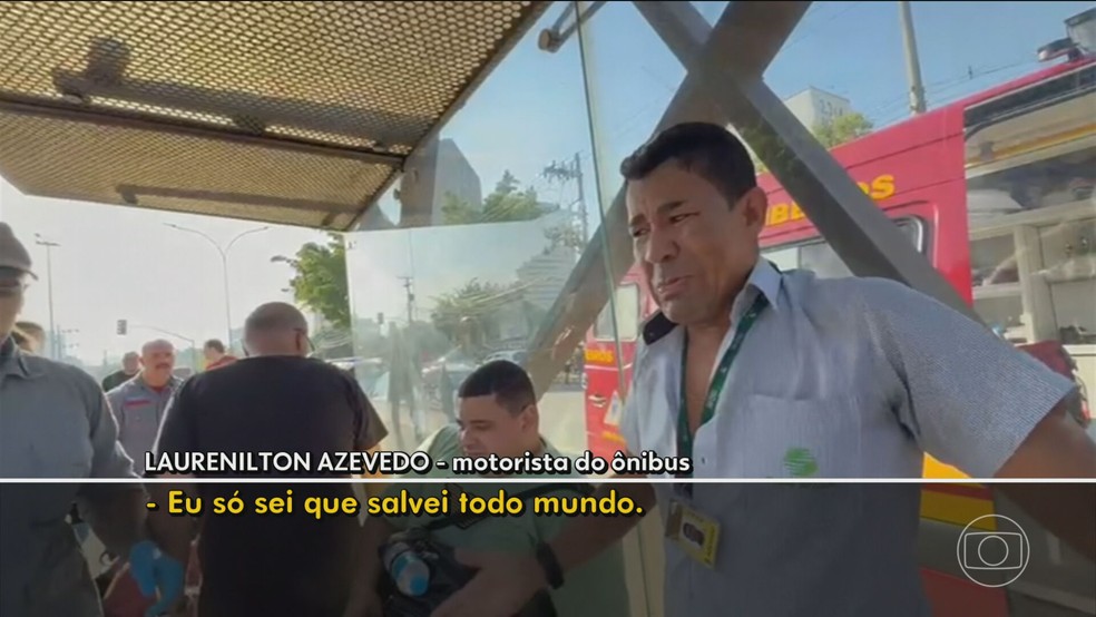 'Eu só sei que salvei todo mundo', diz motorista de ônibus — Foto: Reprodução/TV Globo