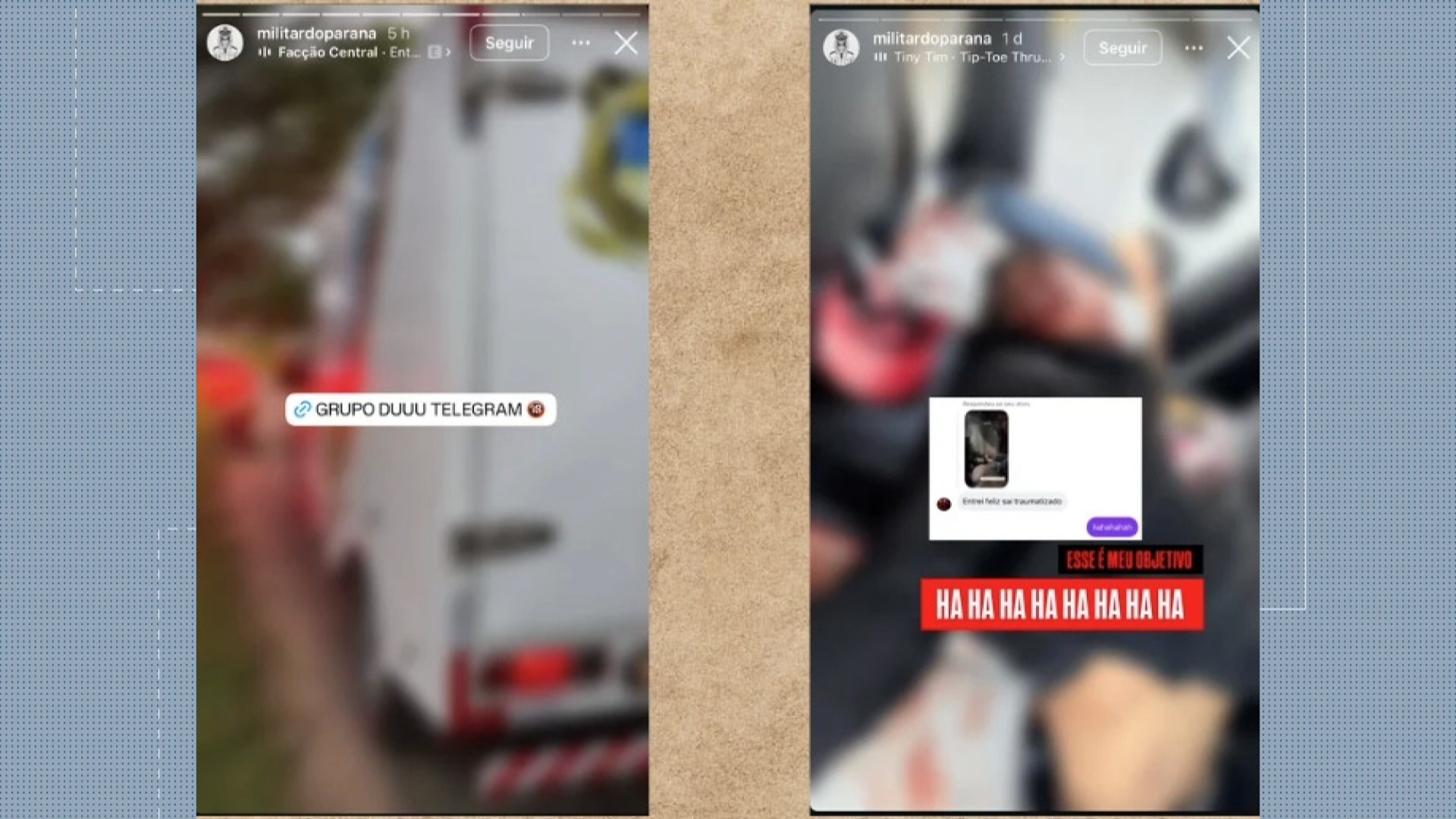 Perfil de rede social que compartilhava posts de violência explícita envolvendo PMs do Paraná é alvo de investigação