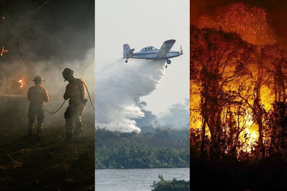 Fogo no Pantanal em 2024. — Foto: Bruno Rezende