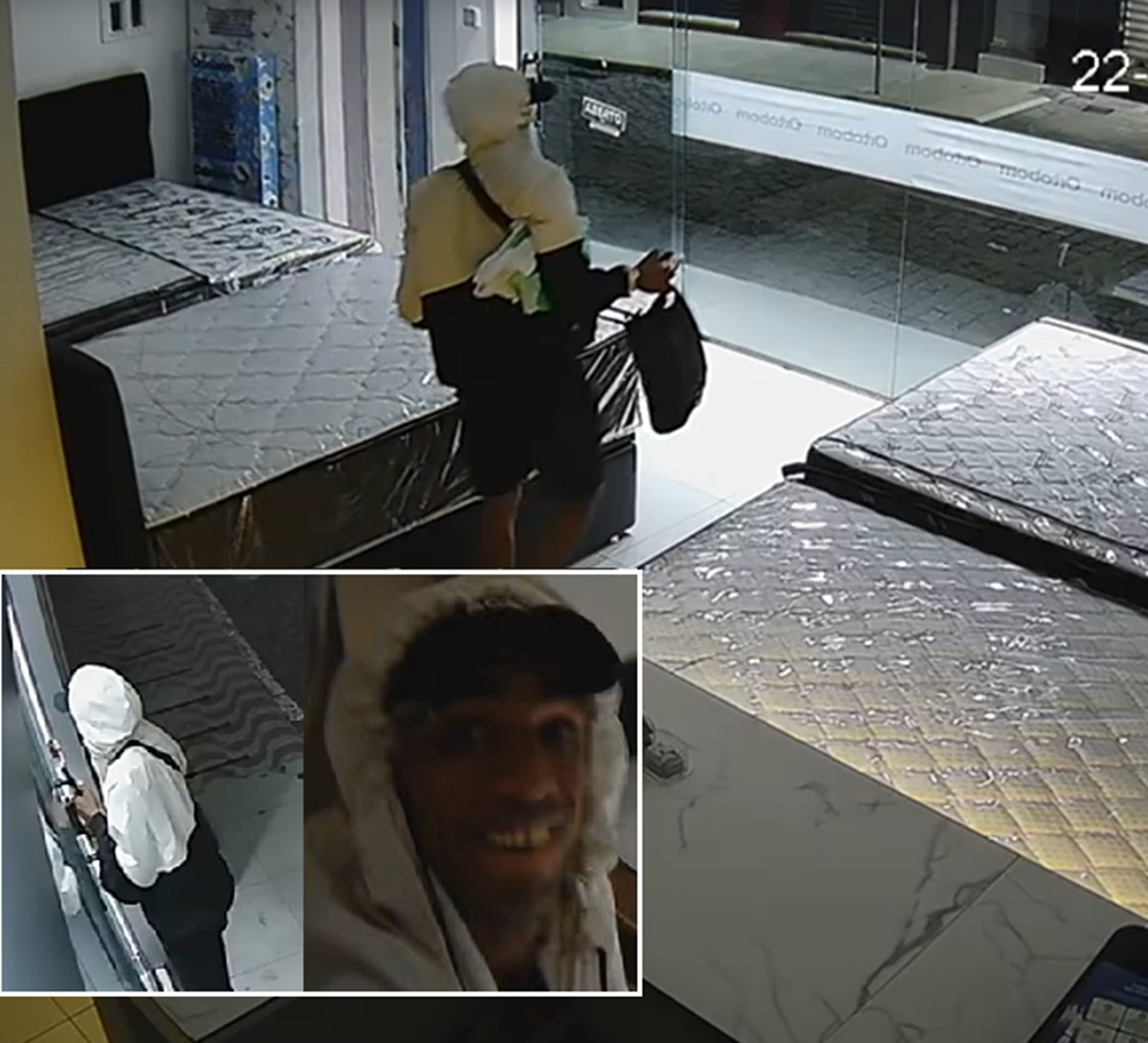 Ladrão sorri para câmera de segurança durante furto em loja em Cabo Frio 