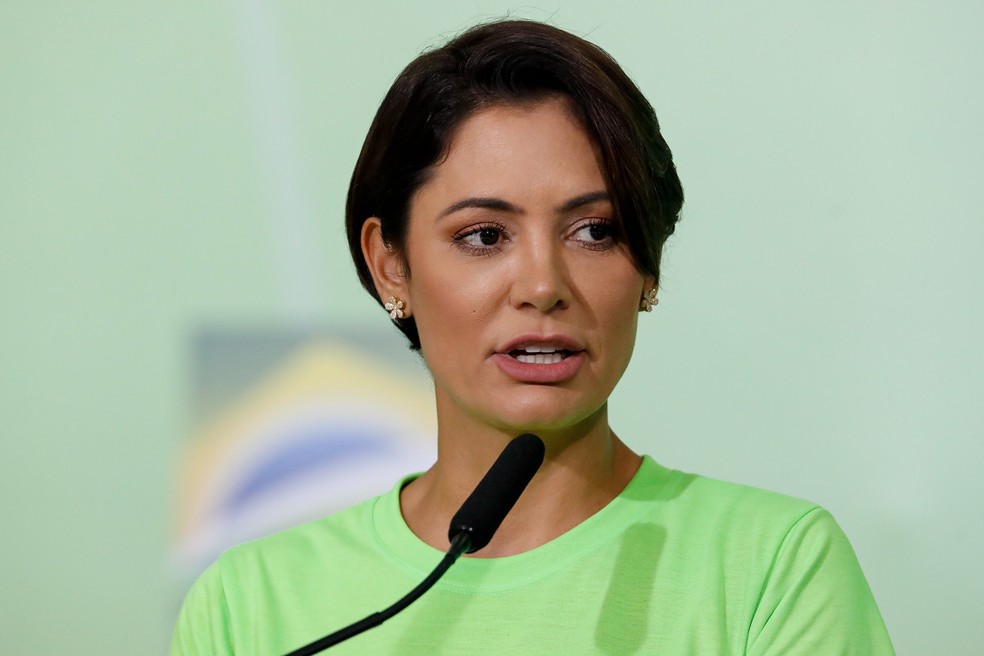 A ex-primeira dama Michelle Bolsonaro, em evento no Palácio do Planalto em 03/03/2022. — Foto: Isac Nóbrega/PR