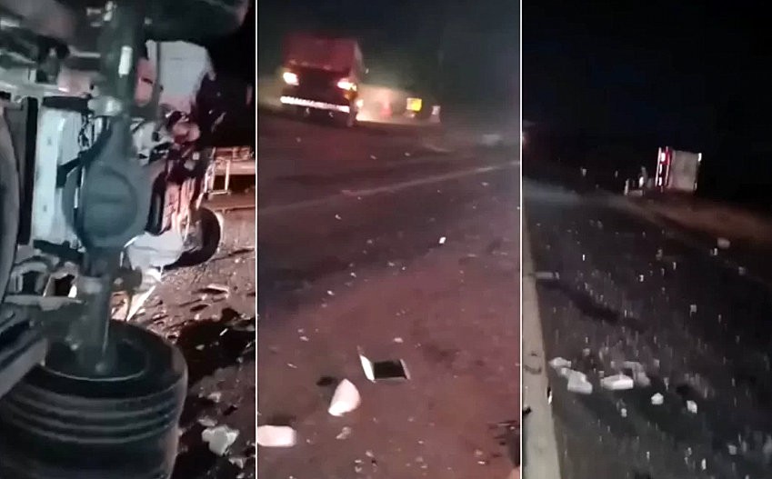 Batida entre caminhões deixa feridos na rodovia SP-255 em Santa Lúcia