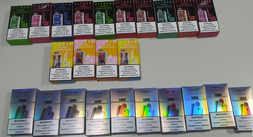 Polícia Federal prendeu universitário de 19 anos que recebeu encomenda postal contendo 24 caixas de cigarros eletrônicos, em Crateús. — Foto: Polícia Federal/ Divulgação
