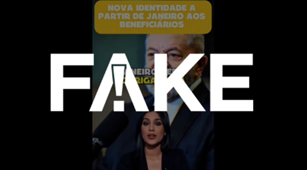 É #FAKE que INSS deixará de pagar aposentadoria para quem não tem a nova identidade em 2026 — Foto: Reprodução