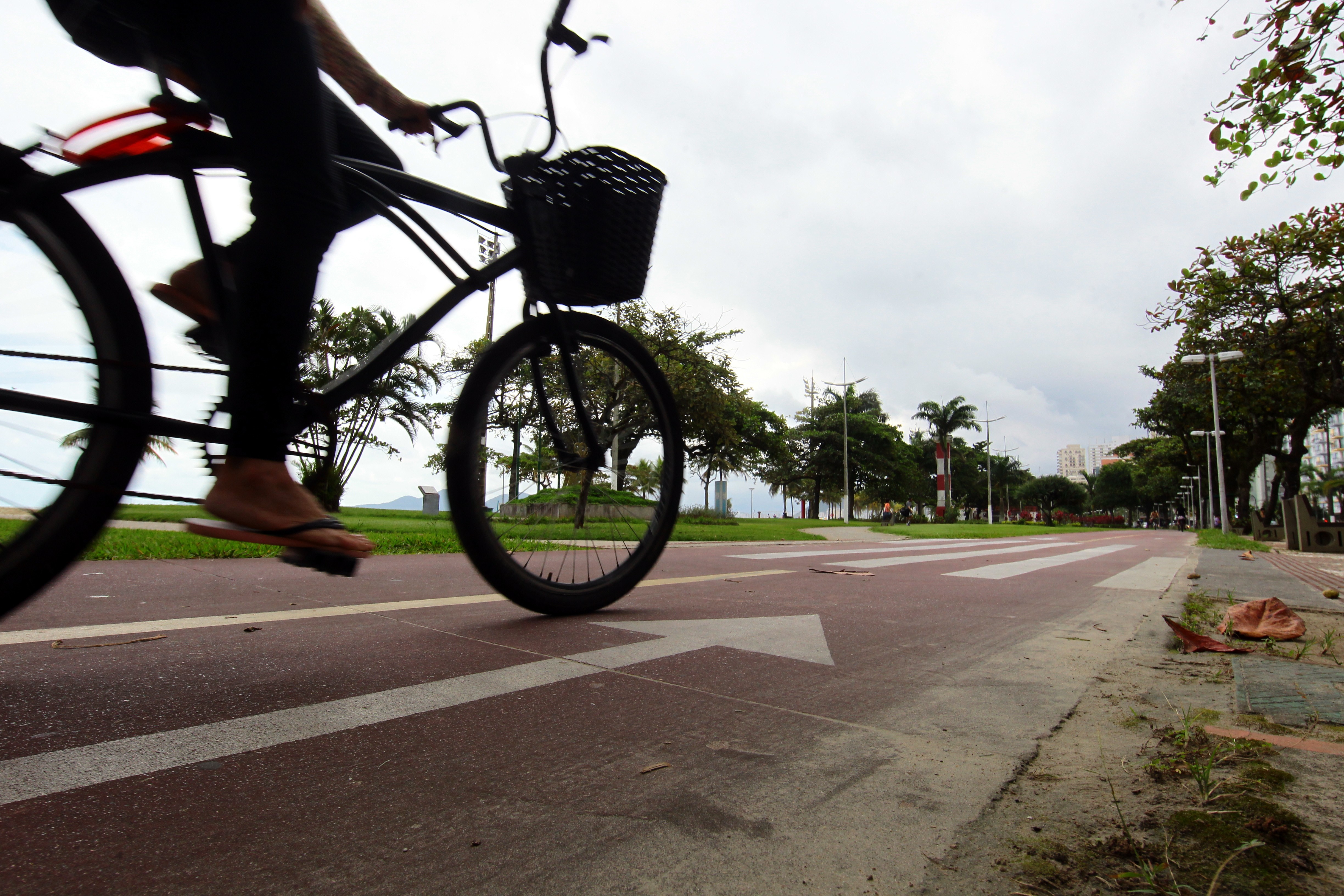 Ciclista leva soco de pai após questionar crianças no meio de ciclovia em Santos