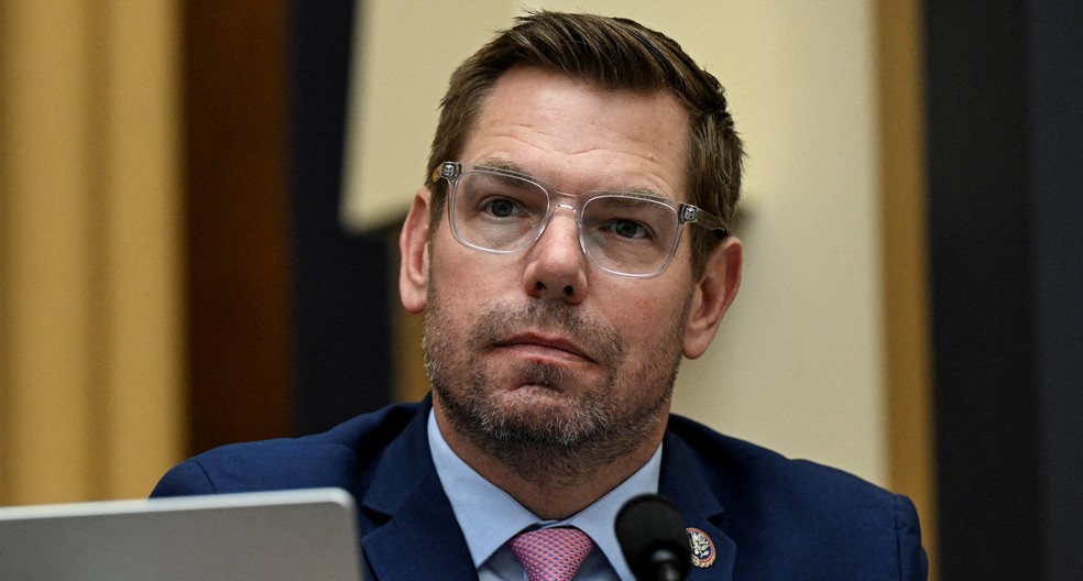 Deputado americano Eric Swalwell, do Partido Democrata, em imagem de 17 de setembro de 2025 — Foto: Annabelle Gordon/Reuters