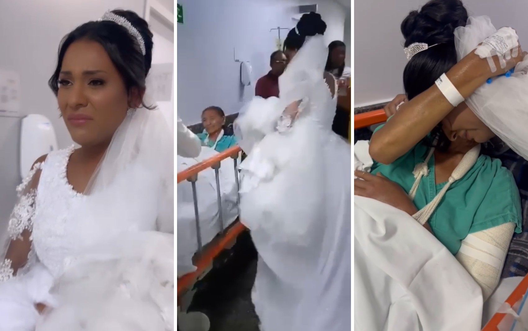 Noiva vai a hospital antes de casamento para visitar avó internada à espera de cirurgia; vídeo
