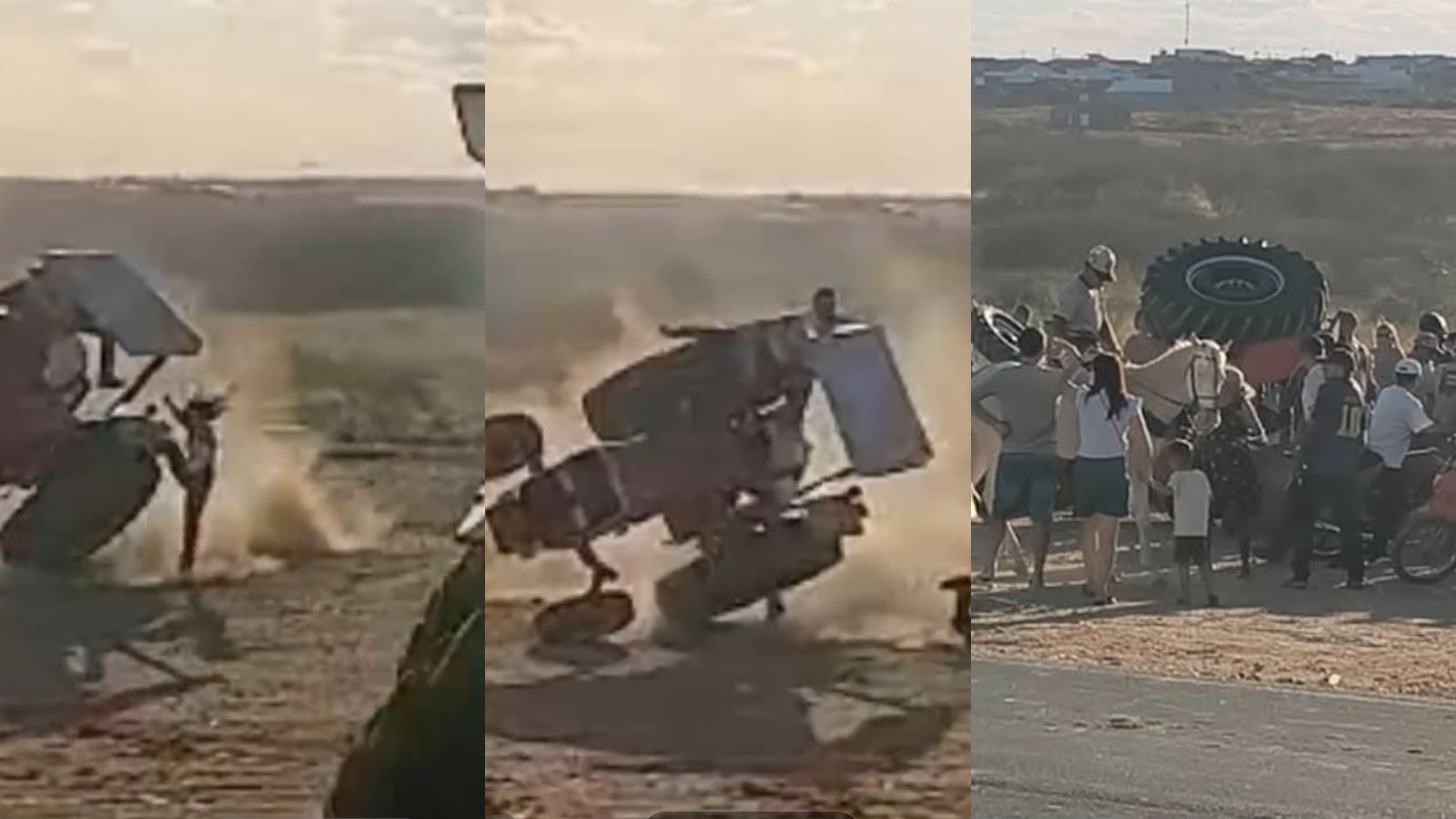 VÍDEO: Trator tomba e jovem fratura o braço após manobra durante tratoraço no Sudeste do Piauí