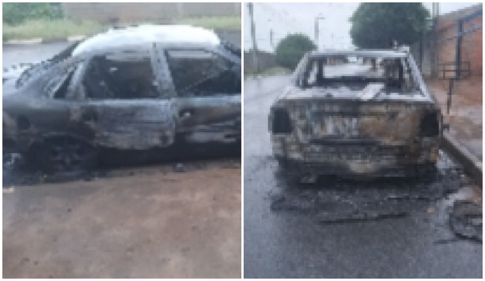 Carro de genro foi incendiado pelo sogro em Araraquara — Foto: Reprodução