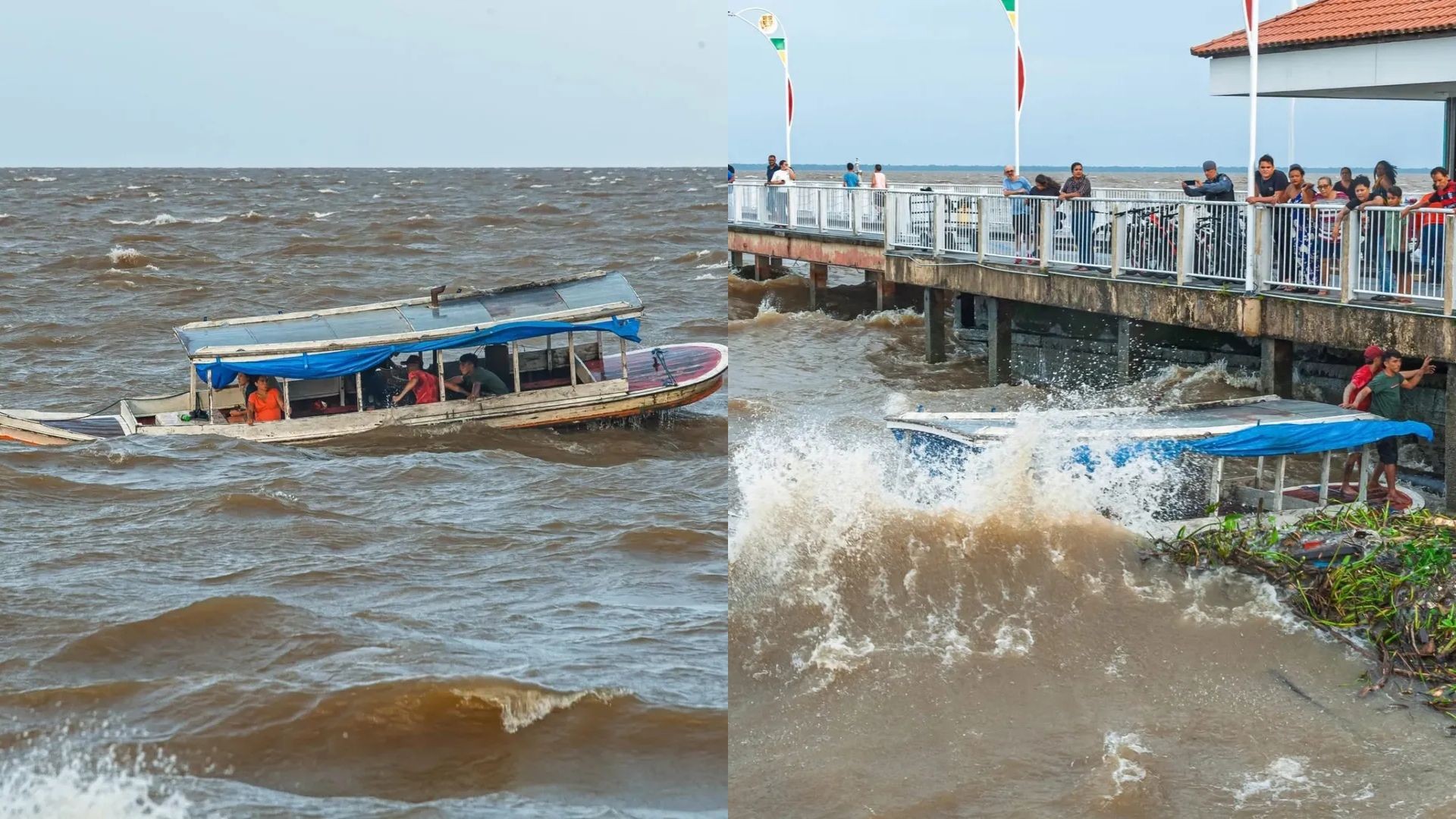 Embarcação naufraga na orla do Rio Amazonas, em Macapá; ninguém ficou ferido