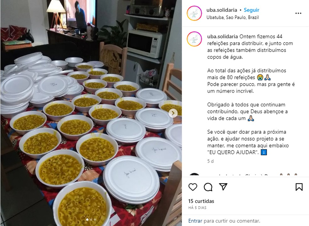 Gestora aproveita aniversário para realizar sonho e distribui marmitas para moradores de rua de Ubatuba — Foto: Reprodução