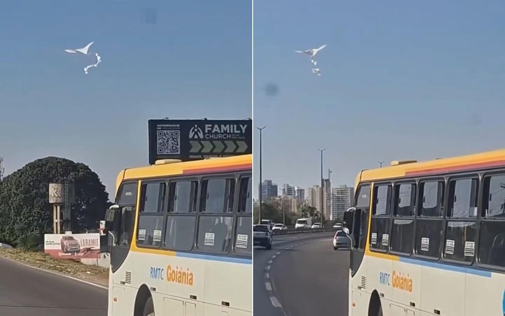 Pipa presa a ônibus em movimento chama atenção em Goiânia; vídeo