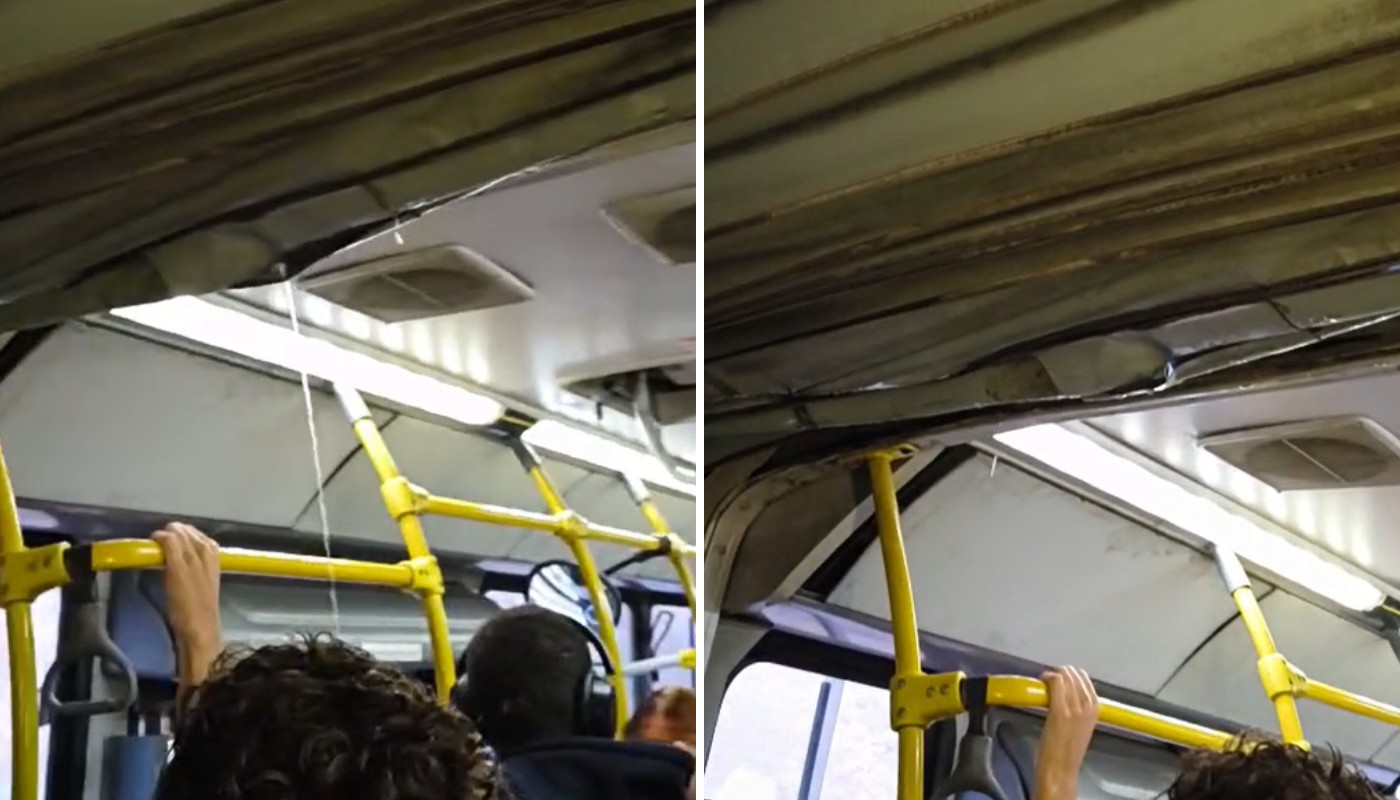 Ônibus do BRT tem goteiras e passageiros são atingidos por água da chuva em Campinas