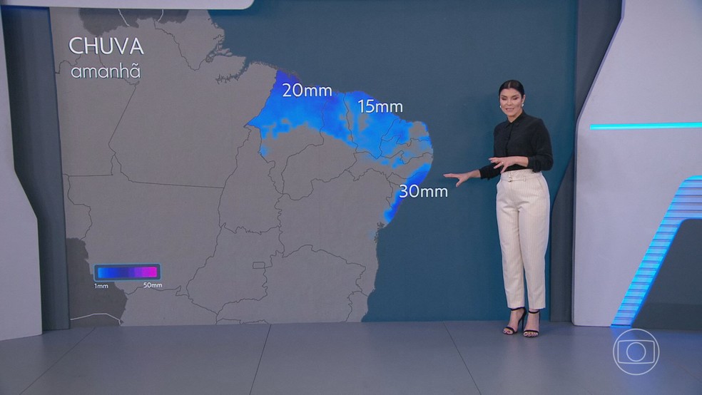 Previsão do tempo para o Nordeste nesta quinta (2). — Foto: TV Globo/Reprodução